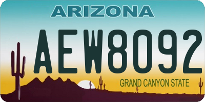 AZ license plate AEW8092