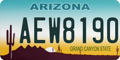 AZ license plate AEW8190
