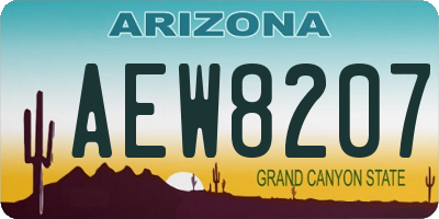AZ license plate AEW8207
