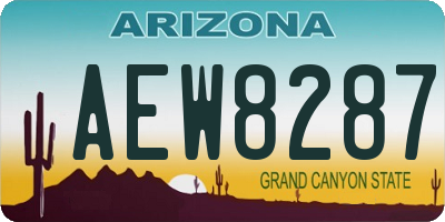 AZ license plate AEW8287