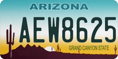 AZ license plate AEW8625