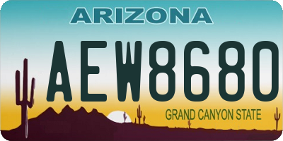 AZ license plate AEW8680