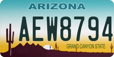AZ license plate AEW8794