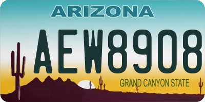 AZ license plate AEW8908