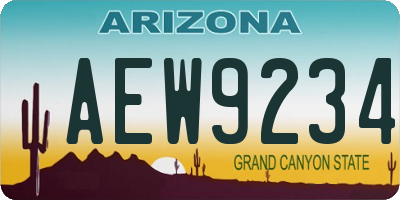 AZ license plate AEW9234