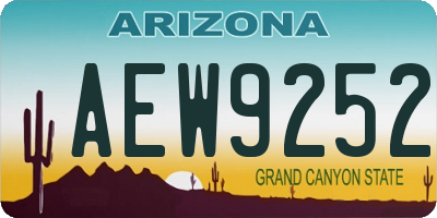 AZ license plate AEW9252