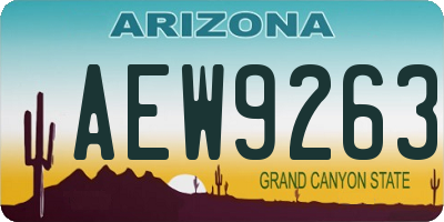 AZ license plate AEW9263