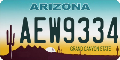 AZ license plate AEW9334