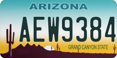 AZ license plate AEW9384