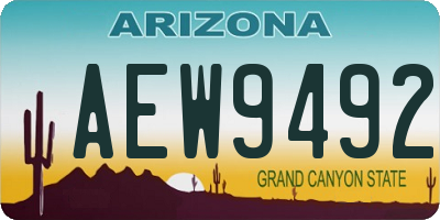 AZ license plate AEW9492