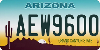 AZ license plate AEW9600