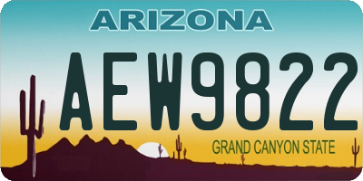 AZ license plate AEW9822
