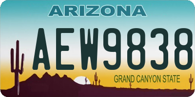 AZ license plate AEW9838