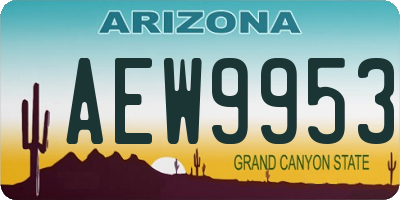 AZ license plate AEW9953
