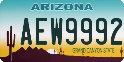 AZ license plate AEW9992