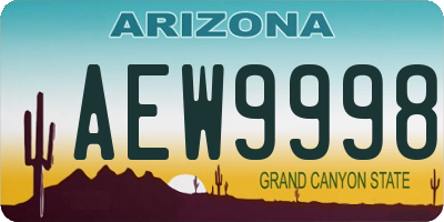 AZ license plate AEW9998