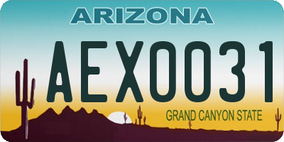 AZ license plate AEX0031