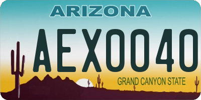 AZ license plate AEX0040
