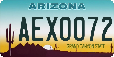 AZ license plate AEX0072