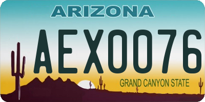 AZ license plate AEX0076