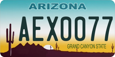 AZ license plate AEX0077