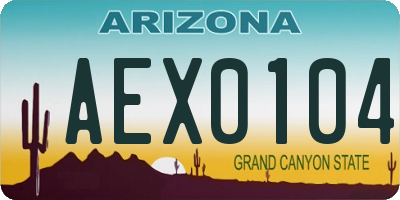 AZ license plate AEX0104