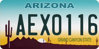 AZ license plate AEX0116