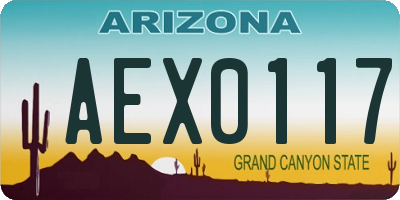 AZ license plate AEX0117