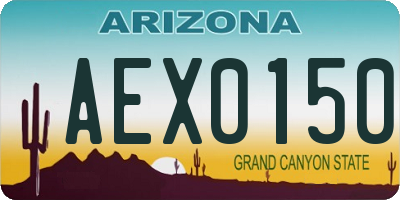 AZ license plate AEX0150
