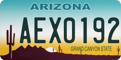 AZ license plate AEX0192