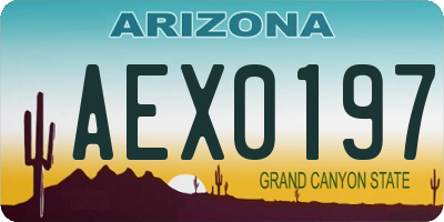 AZ license plate AEX0197