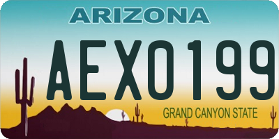 AZ license plate AEX0199