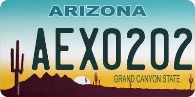 AZ license plate AEX0202
