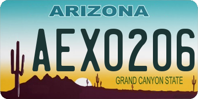 AZ license plate AEX0206