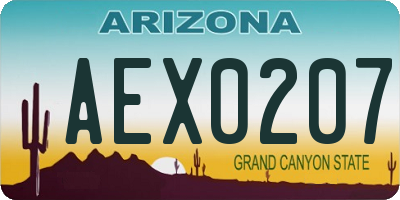 AZ license plate AEX0207