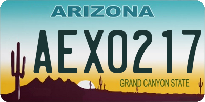 AZ license plate AEX0217