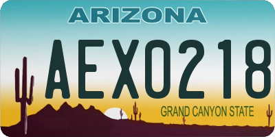 AZ license plate AEX0218
