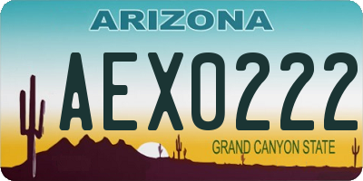 AZ license plate AEX0222