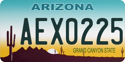 AZ license plate AEX0225