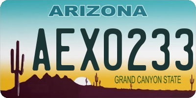 AZ license plate AEX0233