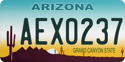 AZ license plate AEX0237