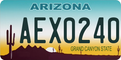AZ license plate AEX0240