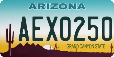 AZ license plate AEX0250