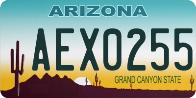 AZ license plate AEX0255