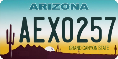 AZ license plate AEX0257
