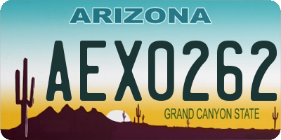 AZ license plate AEX0262