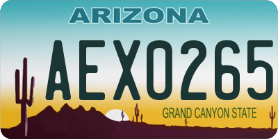 AZ license plate AEX0265