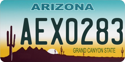 AZ license plate AEX0283