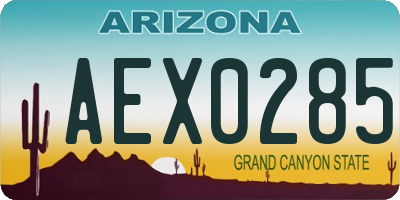 AZ license plate AEX0285