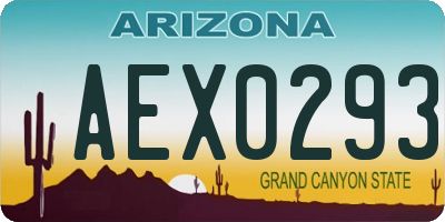 AZ license plate AEX0293